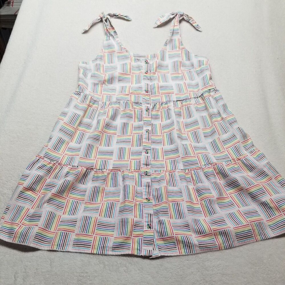 Target L Dress Take Pride Linen Blend Tie Shoulder Rainbow Babydoll Sun Beach